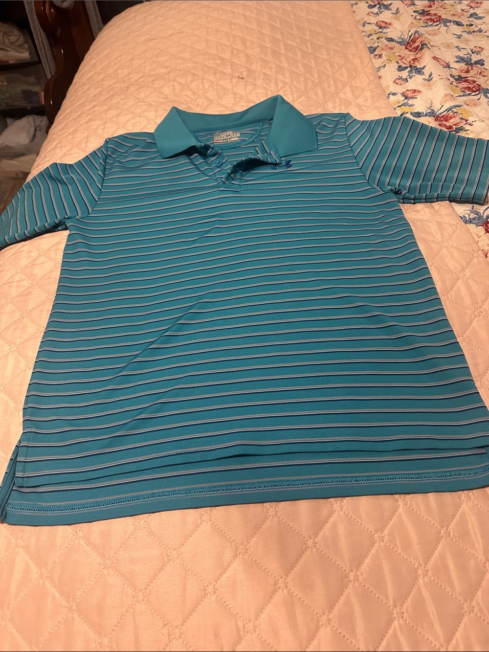 Under Armour Teal Striped Polo Shirt
